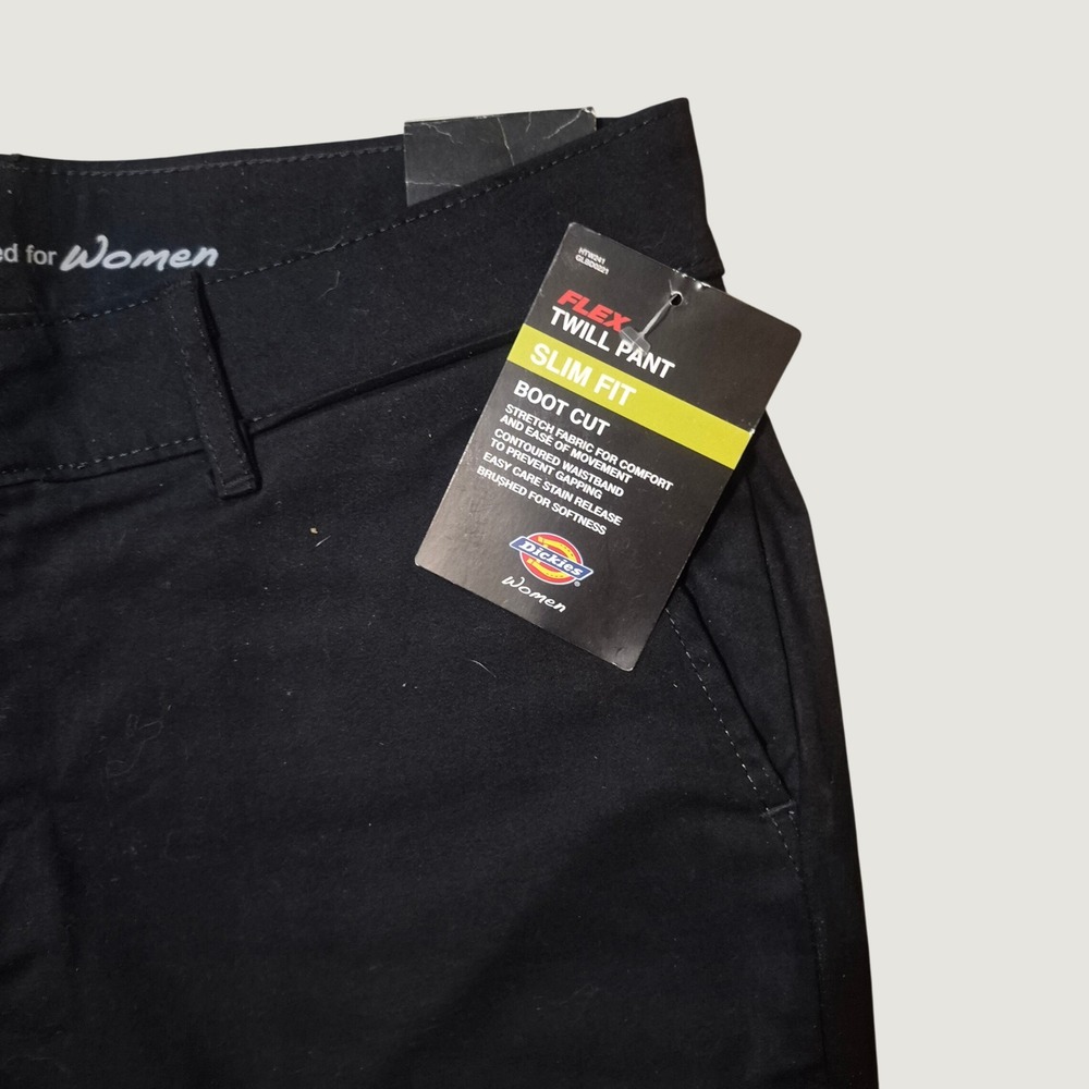 Dickies Flex Twill Pant Size 6R Slim Fit Boot Cut Cotton Blend Blk Workwear NWT - Picture 3 of 12